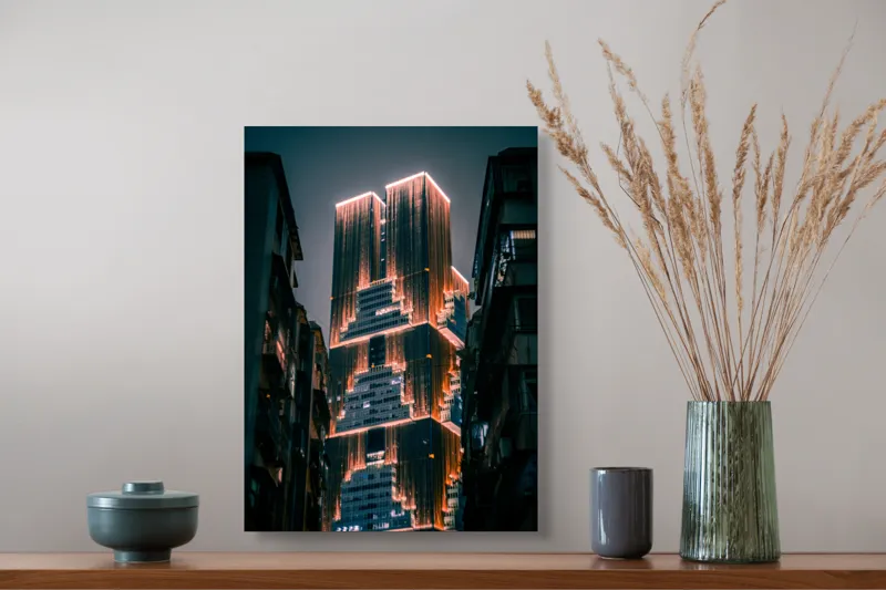 Skyscrapers luminate noaptea contrast urban, 39 x 54 cm – poza 3