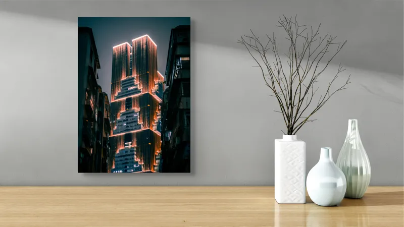 Skyscrapers luminate noaptea contrast urban, 39 x 54 cm – poza 4