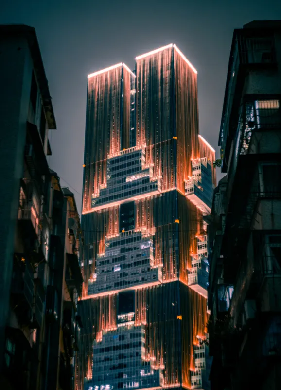 Skyscrapers luminate noaptea contrast urban, 39 x 54 cm – poza 2