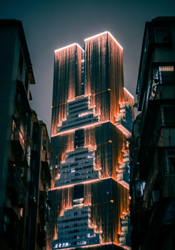 Skyscrapers luminate noaptea contrast urban, 70 x 100 cm – poza 2