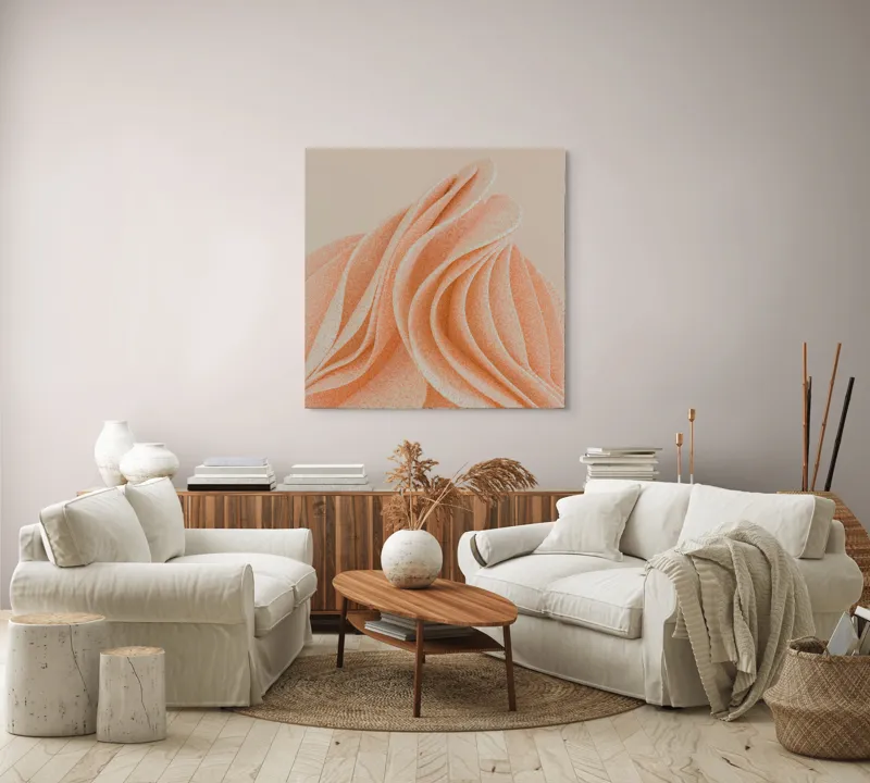 Curbe pastelate delicat și fluide, 100 x 100 cm – poza 3