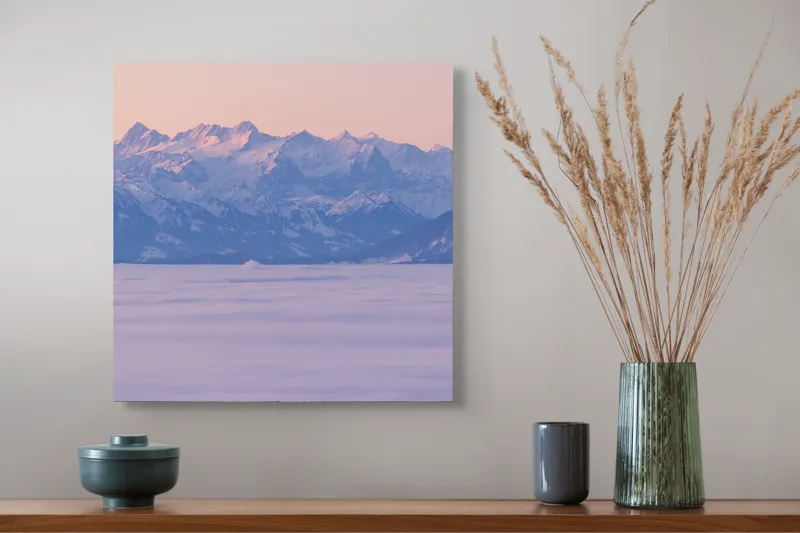 Munți la apus liniște violetă, 50 x 50 cm – poza 4