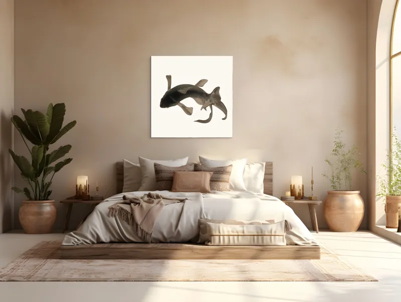 Peștele Koi în apă liniștită, 100 x 100 cm – poza 4