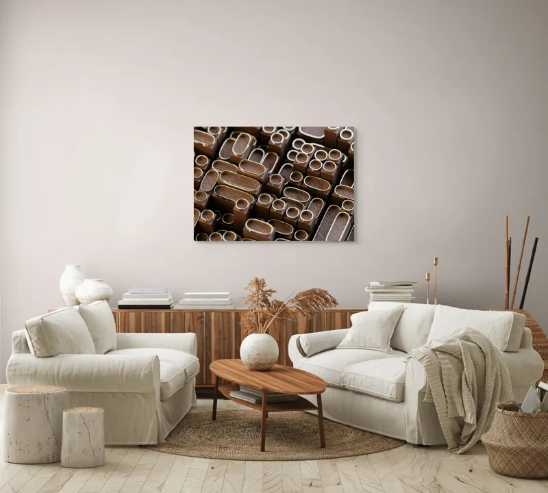 Artă geometrică lemnosă pe canvas, 100 x 70 cm – poza 3