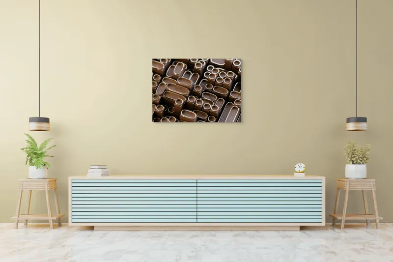 Artă geometrică lemnosă pe canvas, 100 x 70 cm – poza 4