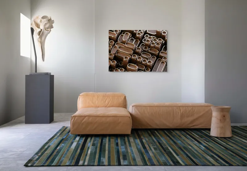 Artă geometrică lemnosă pe canvas, 100 x 70 cm – poza 7