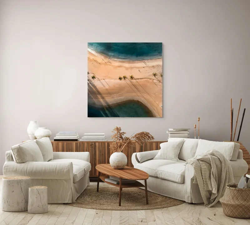 Ocean și palmieri pe plajă pustie, 100 x 100 cm – poza 3