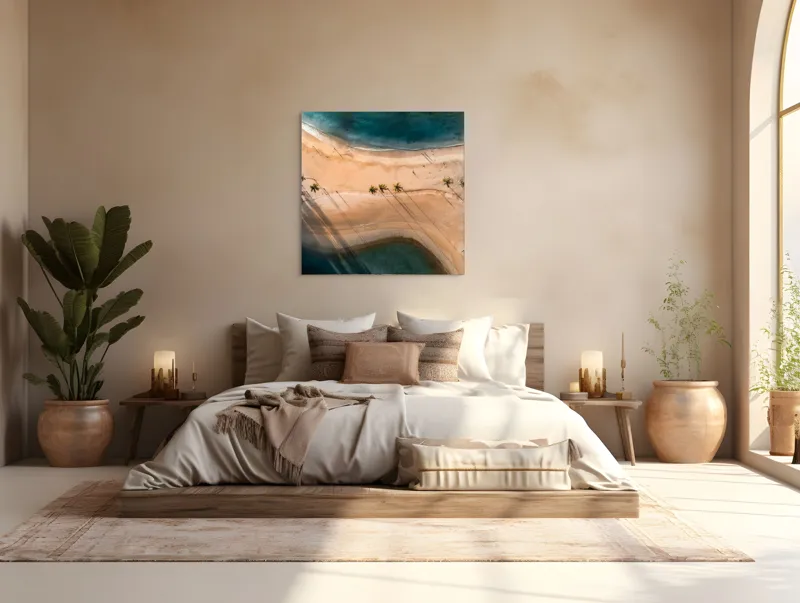 Ocean și palmieri pe plajă pustie, 100 x 100 cm – poza 4