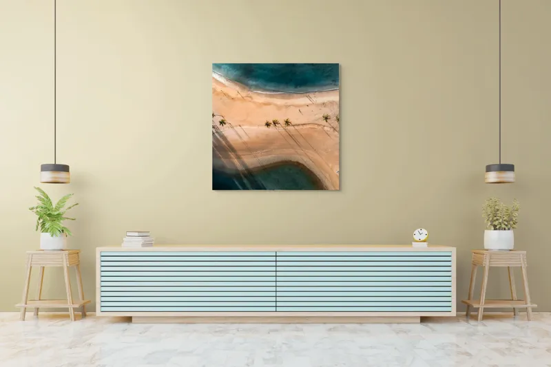 Ocean și palmieri pe plajă pustie, 100 x 100 cm – poza 5