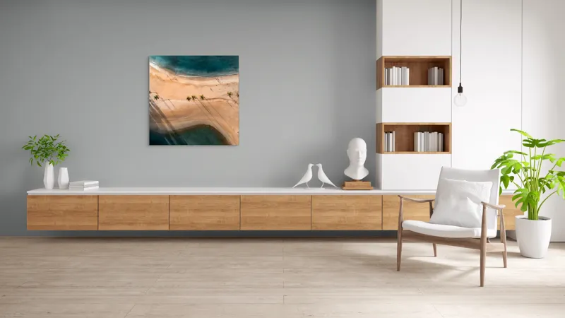 Ocean și palmieri pe plajă pustie, 100 x 100 cm – poza 8