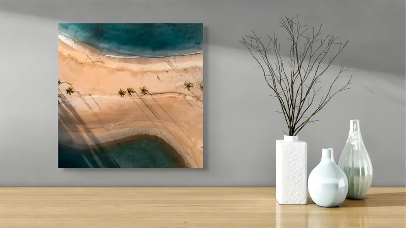 Ocean și palmieri pe plajă pustie, 50 x 50 cm – poza 3