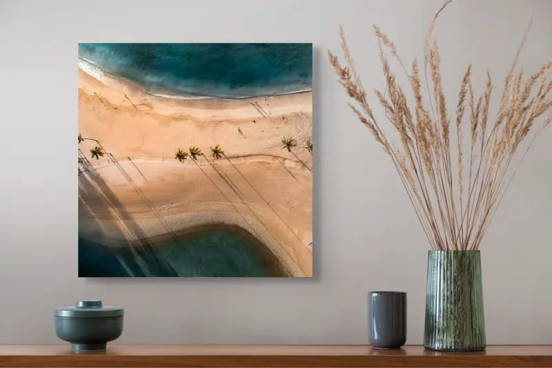 Ocean și palmieri pe plajă pustie, 50 x 50 cm – poza 4