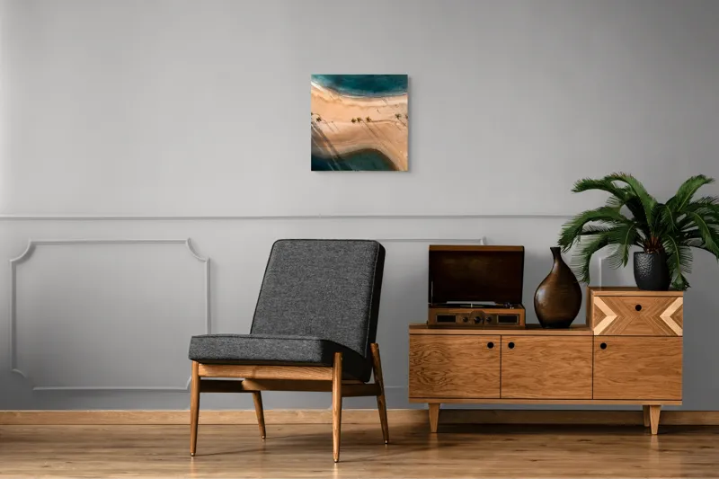 Ocean și palmieri pe plajă pustie, 50 x 50 cm – poza 6