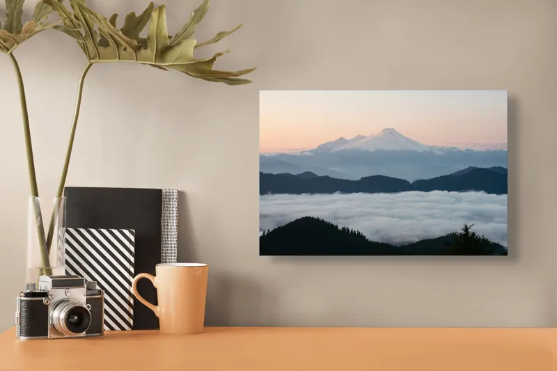 Peisaj montan zăpezit la răsărit, 39 x 26 cm – poza 3
