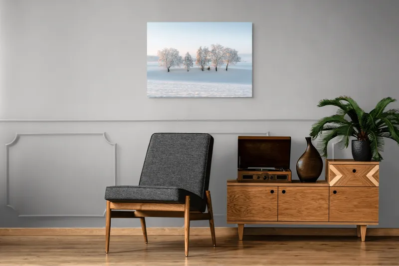 Peisaj iernal liniștit sub zăpadă, 100 x 70 cm – poza 8