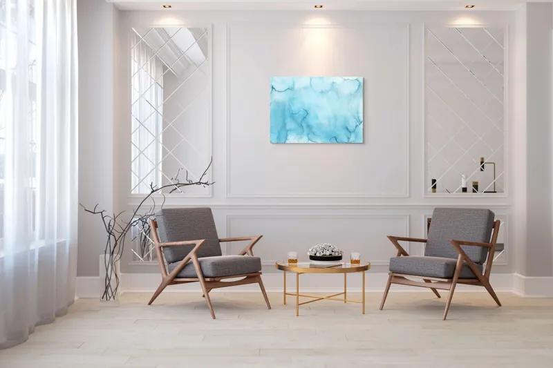 Fluiditate albastră pe canvas premium, 100 x 70 cm – poza 5