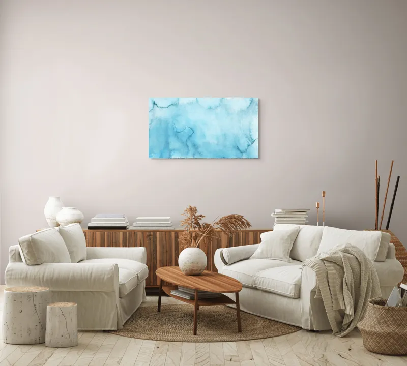 Fluiditate albastră pe canvas premium, 90 x 50 cm – poza 4