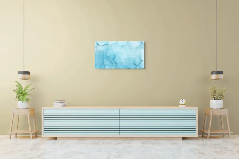 Fluiditate albastră pe canvas premium, 90 x 50 cm – poza 5