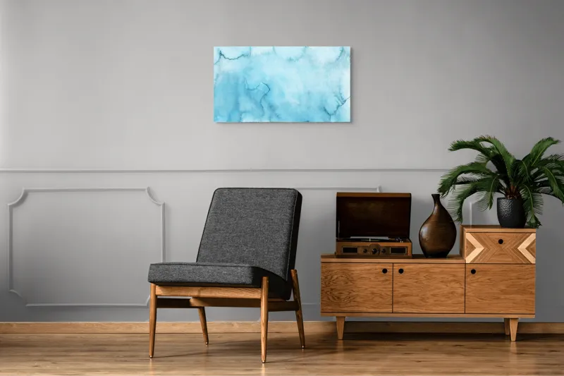Fluiditate albastră pe canvas premium, 90 x 50 cm – poza 6