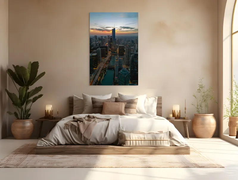 Apus urban peste orașul luminat, 100 x 150 cm – poza 3
