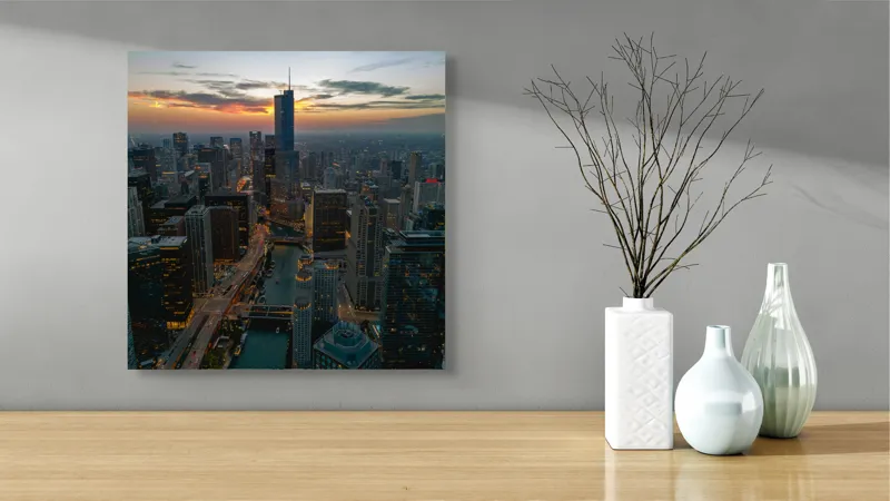 Apus urban peste orașul luminat, 50 x 50 cm – poza 3