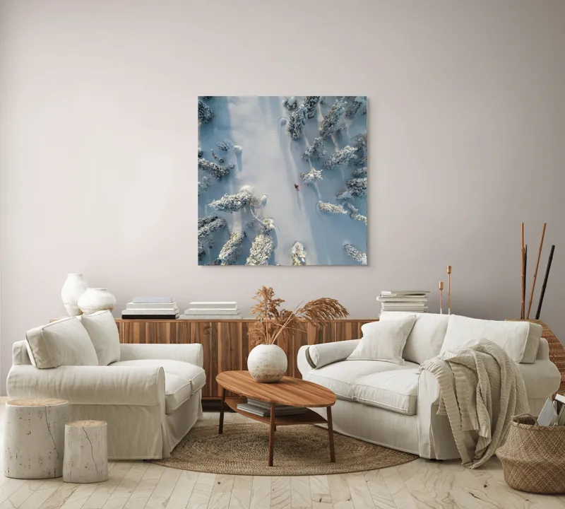 Pădure de iarnă zăpadă liniște, 100 x 100 cm – poza 3