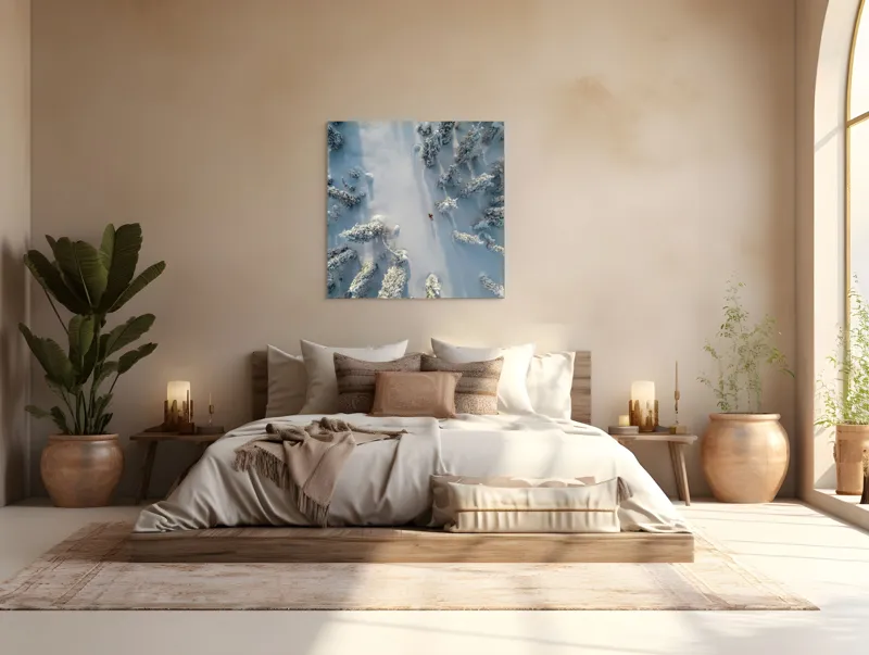 Pădure de iarnă zăpadă liniște, 100 x 100 cm – poza 4