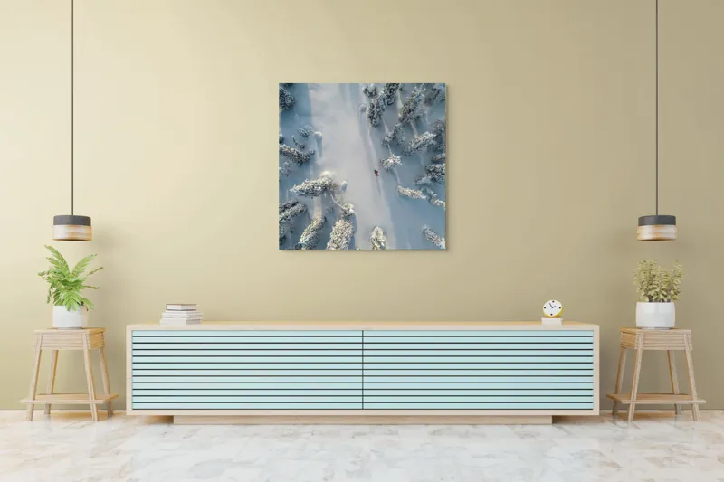 Pădure de iarnă zăpadă liniște, 100 x 100 cm – poza 5
