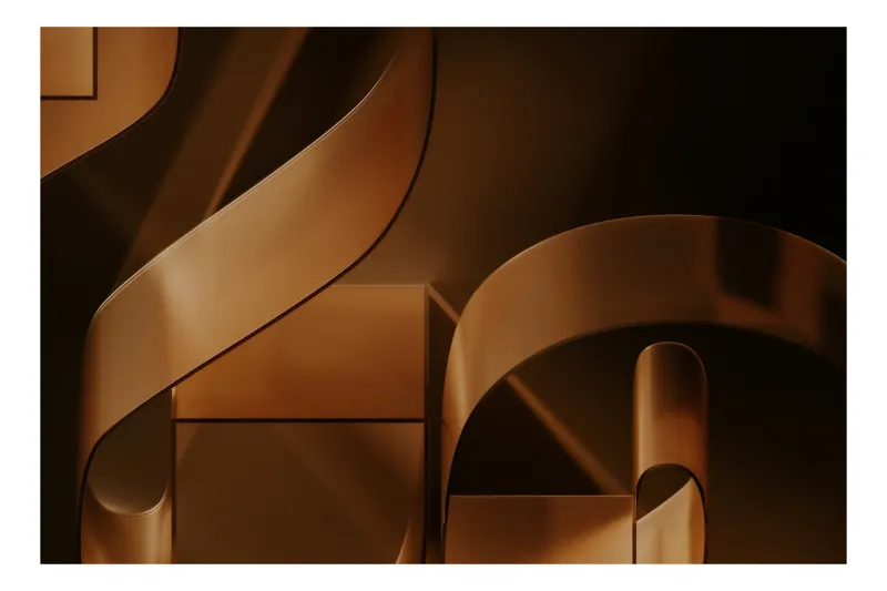 Tablou Canvas, "Metamorfoza elementelor curbilinii în bronz", Forme, Eleganță, Curbe, Întuneric, Reflexie, 70 x 50 cm