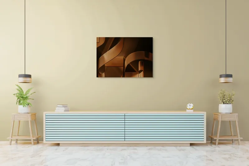 Tablou Canvas, "Metamorfoza elementelor curbilinii în bronz", Forme, Eleganță, Curbe, Întuneric, Reflexie, 100 x 70 cm – poza 4