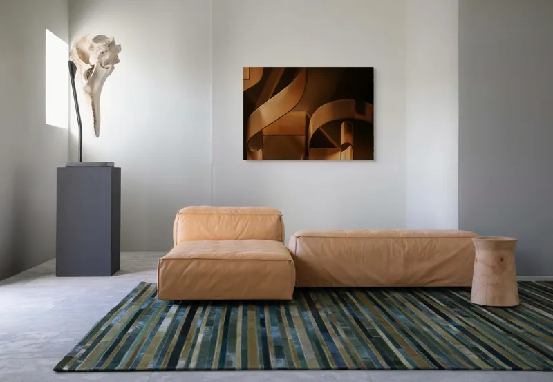 Tablou Canvas, "Metamorfoza elementelor curbilinii în bronz", Forme, Eleganță, Curbe, Întuneric, Reflexie, 100 x 70 cm – poza 7