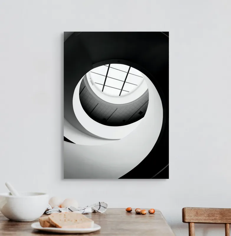 Tablou Canvas geometric alb-negru înălțare spre lumină, 50 x 70 cm – poza 3