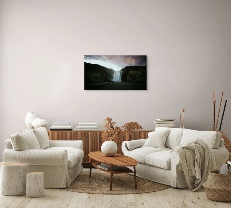 Tablou Canvas cu Cascadă și Cer Dramatic, Peisaj Natural, 90 x 50 cm – poza 4