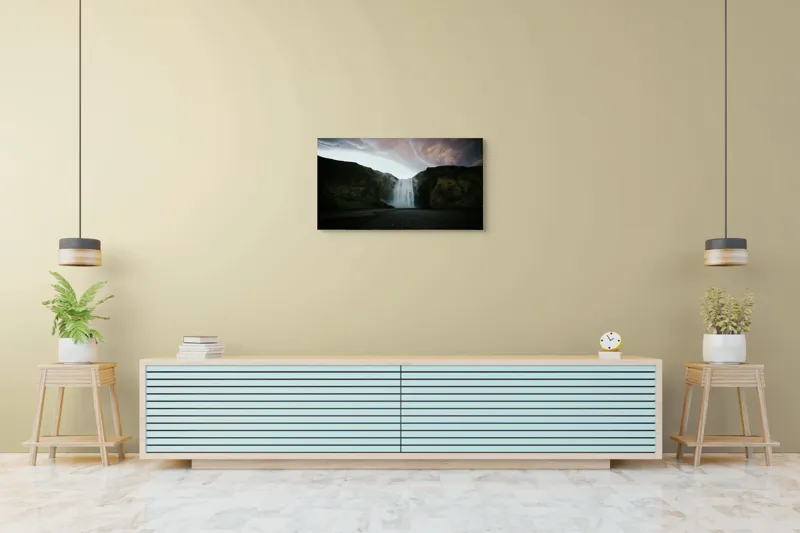 Tablou Canvas cu Cascadă și Cer Dramatic, Peisaj Natural, 90 x 50 cm – poza 5