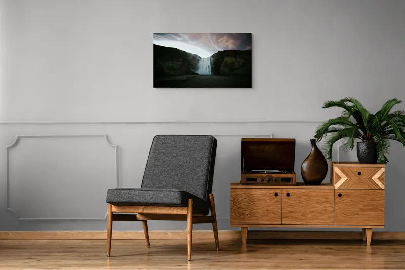 Tablou Canvas cu Cascadă și Cer Dramatic, Peisaj Natural, 90 x 50 cm – poza 6