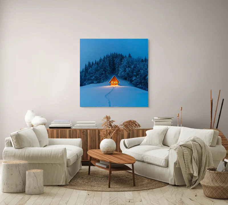 Refugiu de iarnă în pădure, 100 x 100 cm – poza 3