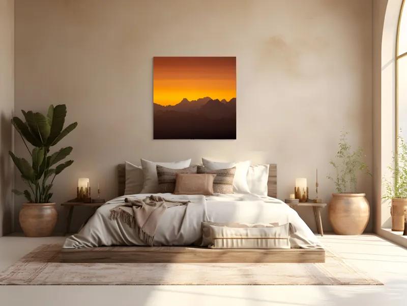 Peisaj montan la apus aurie, 100 x 100 cm – poza 4