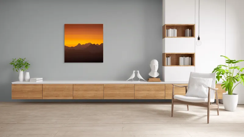Peisaj montan la apus aurie, 100 x 100 cm – poza 8