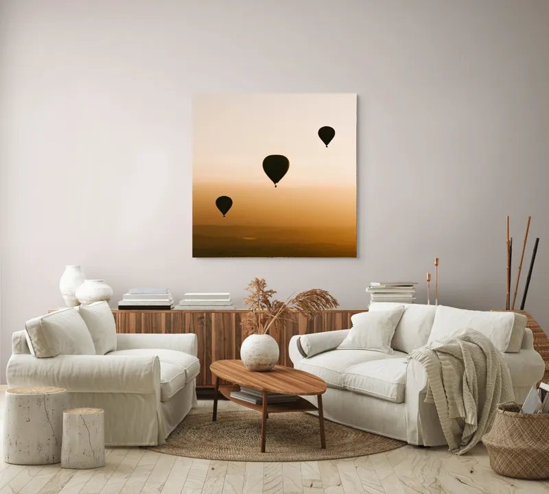 Tablou Canvas Baloane Aer Cald la Asfințit, 100 x 100 cm – poza 3