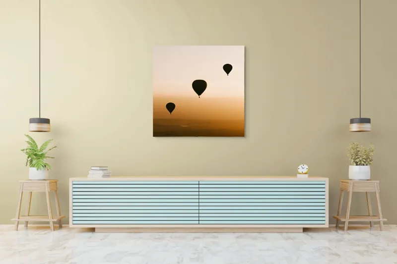 Tablou Canvas Baloane Aer Cald la Asfințit, 100 x 100 cm – poza 5