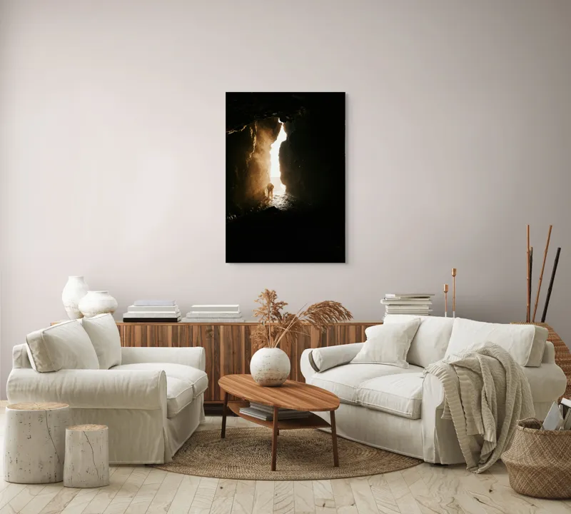 Tablou Canvas Lumină între Stânci Întunecate – Artă Dramatică, 70 x 100 cm – poza 4