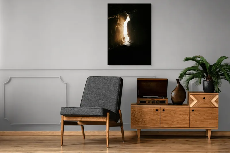 Tablou Canvas Lumină între Stânci Întunecate – Artă Dramatică, 70 x 100 cm – poza 6