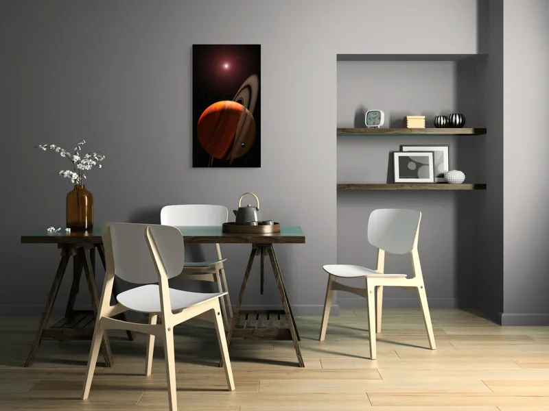 Tablou Canvas cu Planetă și Stele în Nuanțe de Orange, 50 x 90 cm – poza 4