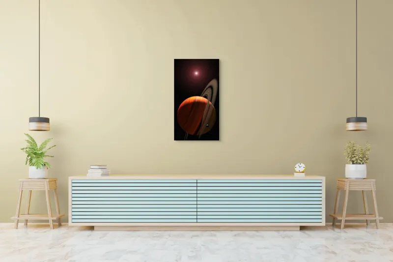 Tablou Canvas cu Planetă și Stele în Nuanțe de Orange, 50 x 90 cm – poza 6