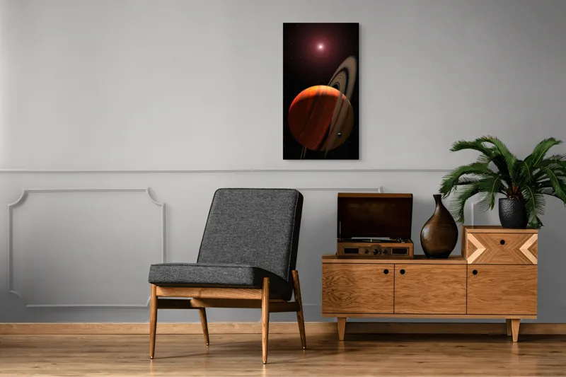 Tablou Canvas cu Planetă și Stele în Nuanțe de Orange, 50 x 90 cm – poza 8