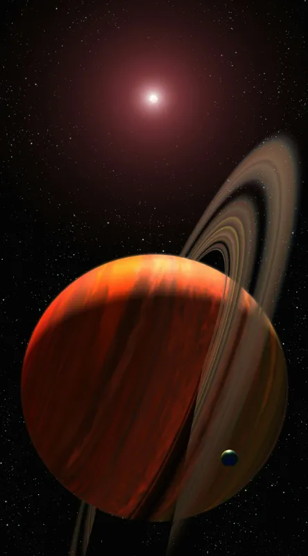 Tablou Canvas cu Planetă și Stele în Nuanțe de Orange, 50 x 90 cm – poza 2