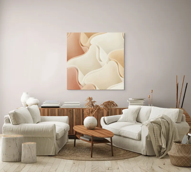 Tablou Canvas Abstract Pastel cu Onduleții de Catifea, 100 x 100 cm – poza 3