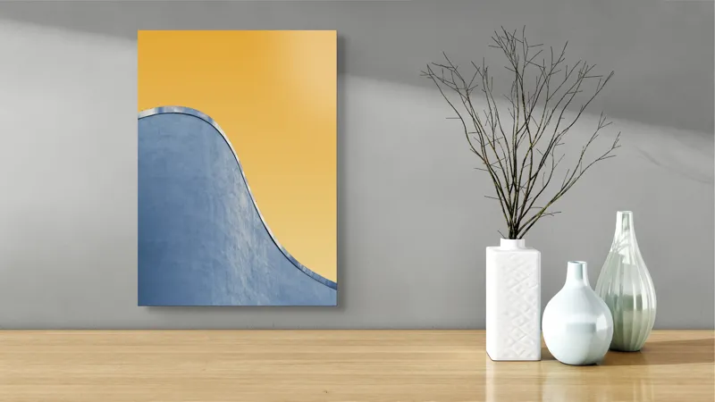Tablou Canvas Artă Abstractă Urbană Albastru Portocaliu, 39 x 54 cm – poza 4