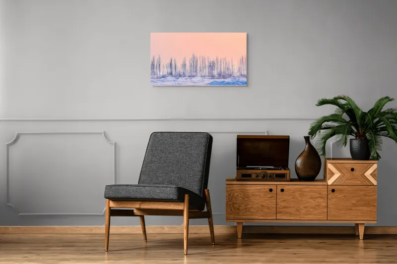 Tablou Canvas Iarna sub Cer Rozaliu decor pentru casă, 90 x 50 cm – poza 6