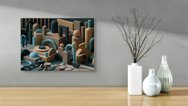 Tablou Canvas Modern, Abstract Geometric, , Multicolor, 54 x 39 cm – poza 3